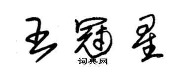 朱錫榮王冠星草書個性簽名怎么寫