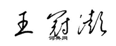 梁錦英王冠澎草書個性簽名怎么寫