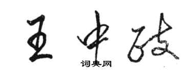 駱恆光王中政行書個性簽名怎么寫