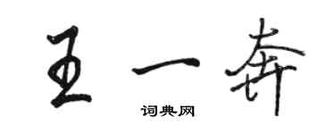 駱恆光王一奔行書個性簽名怎么寫