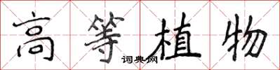 侯登峰高等植物楷書怎么寫
