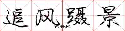 龐中華追風躡景行書怎么寫