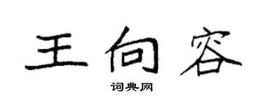 袁強王向容楷書個性簽名怎么寫