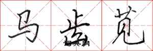 田英章馬齒莧行書怎么寫