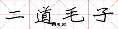 袁強二道毛子楷書怎么寫
