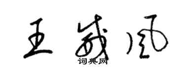 梁錦英王威風草書個性簽名怎么寫