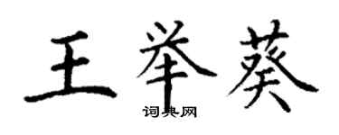 丁謙王舉葵楷書個性簽名怎么寫