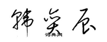 梁錦英韓奕辰草書個性簽名怎么寫