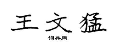 袁強王文猛楷書個性簽名怎么寫