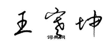 梁錦英王寒坤草書個性簽名怎么寫