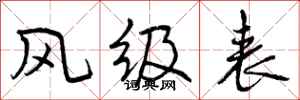 曾慶福風級表行書怎么寫