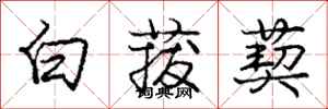 龐中華白菝葜行書怎么寫