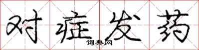 龐中華對症發藥行書怎么寫