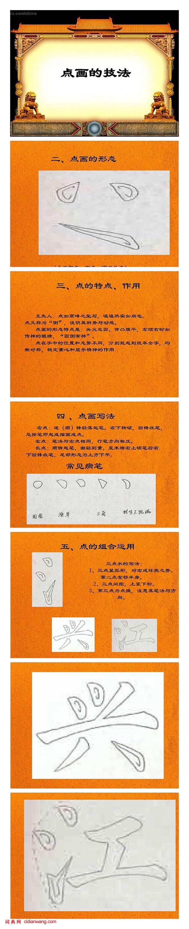 歐楷基本筆畫：永字八法