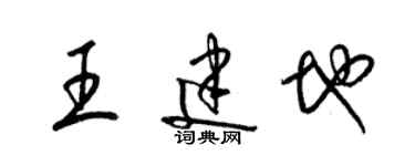 梁錦英王建地草書個性簽名怎么寫