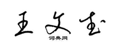 梁錦英王文武草書個性簽名怎么寫