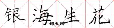 侯登峰銀海生花楷書怎么寫