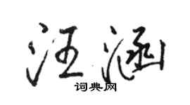 駱恆光汪涵行書個性簽名怎么寫