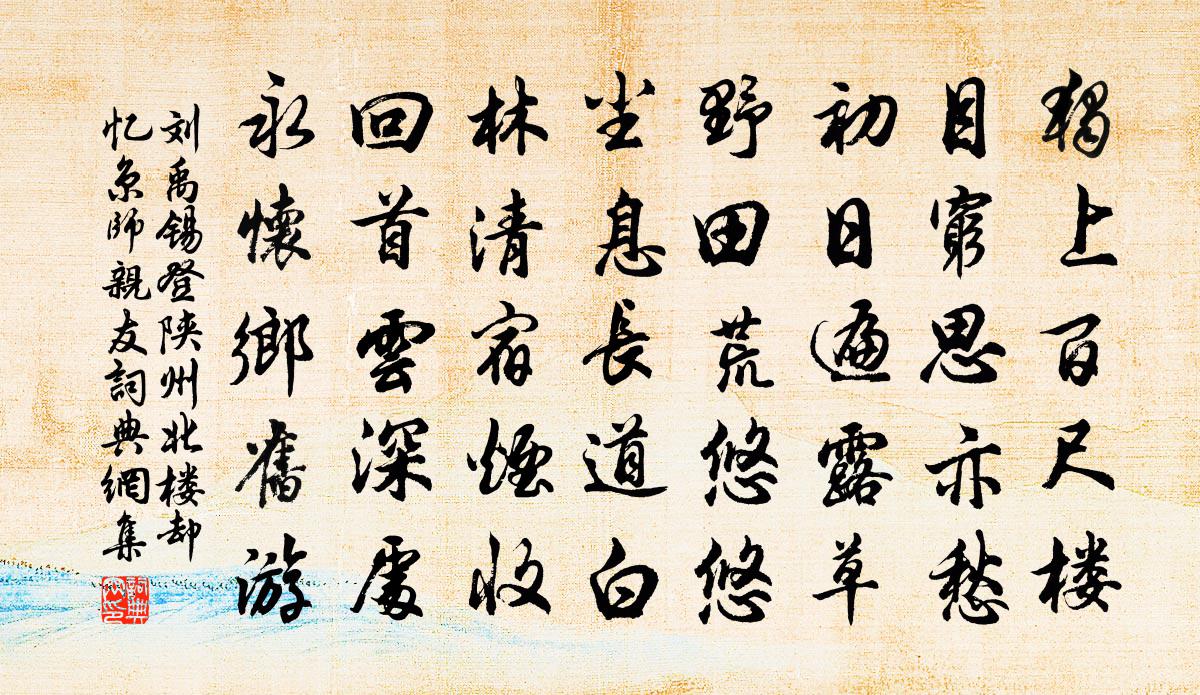 劉禹錫登陝州北樓卻憶京師親友書法作品欣賞