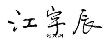 曾慶福江宇辰行書個性簽名怎么寫