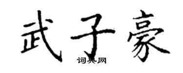 丁謙武子豪楷書個性簽名怎么寫
