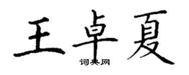 丁謙王卓夏楷書個性簽名怎么寫