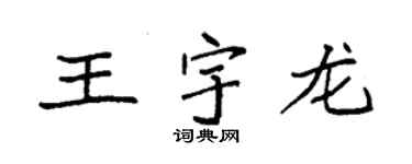 袁強王宇龍楷書個性簽名怎么寫