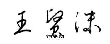 梁錦英王賢沫草書個性簽名怎么寫