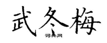 丁謙武冬梅楷書個性簽名怎么寫