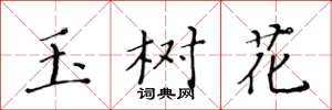 黃華生玉樹花楷書怎么寫