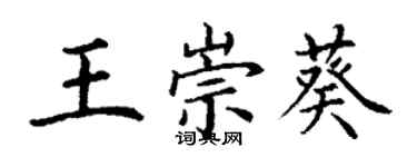 丁謙王崇葵楷書個性簽名怎么寫