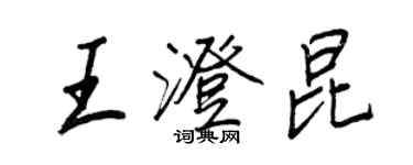 王正良王澄昆行書個性簽名怎么寫