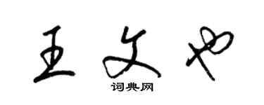 梁錦英王文也草書個性簽名怎么寫