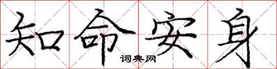 龐中華知命安身楷書怎么寫