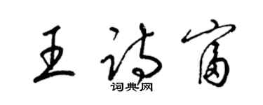 梁錦英王詩富草書個性簽名怎么寫