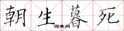 黃華生朝生暮死楷書怎么寫