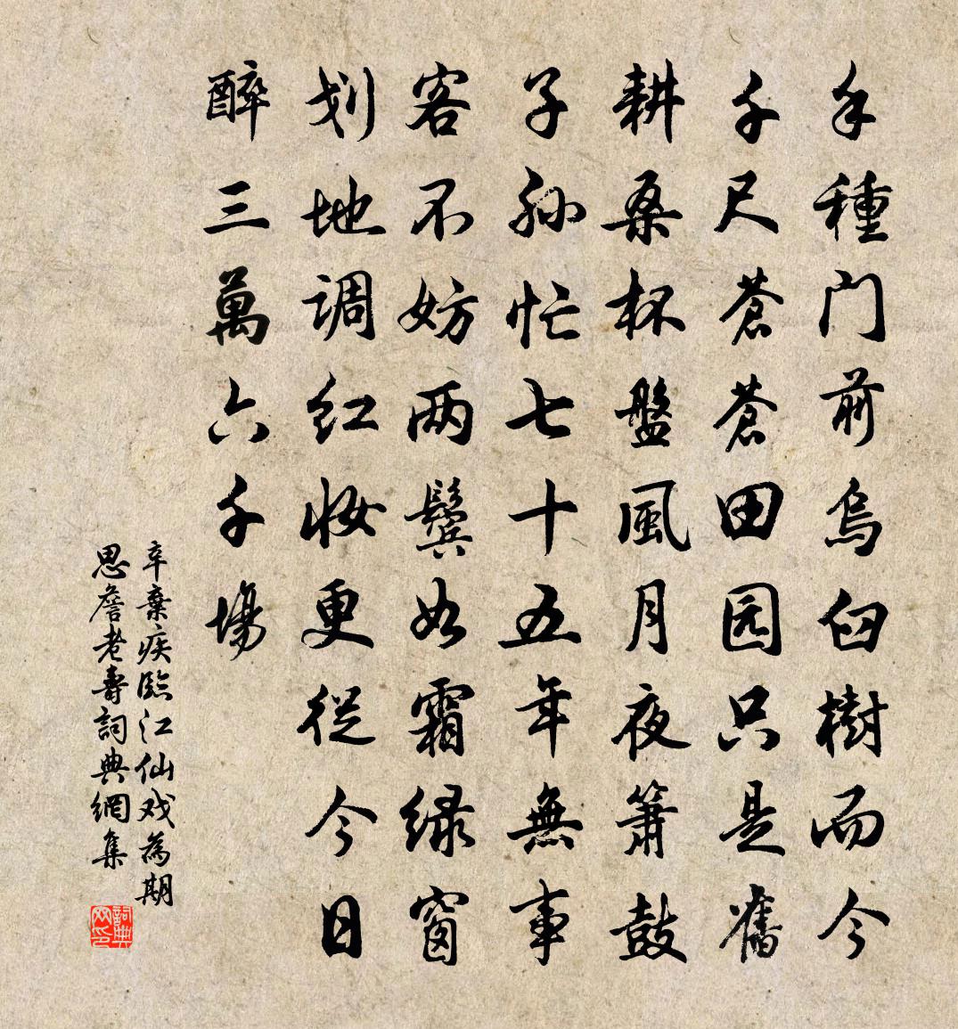 辛棄疾臨江仙(戲為期思詹老壽)書法作品欣賞
