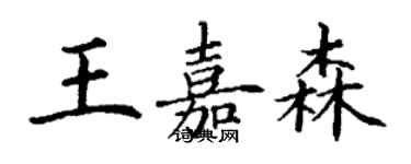 丁謙王嘉森楷書個性簽名怎么寫