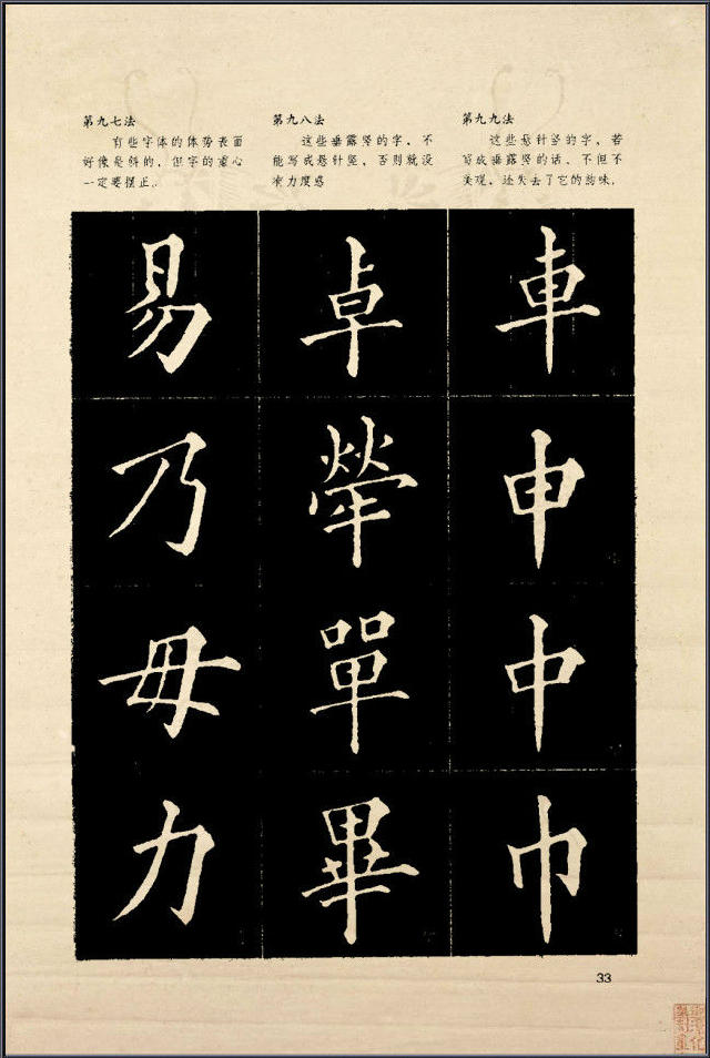 歐楷間架結構128法