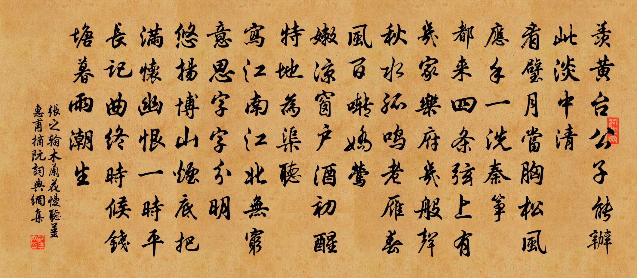 張之翰木蘭花慢 聽姜惠甫摘阮書法作品欣賞