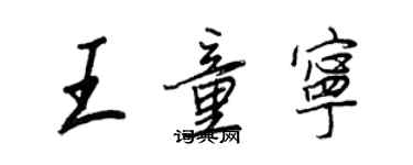 王正良王童寧行書個性簽名怎么寫