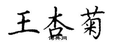 丁謙王杏菊楷書個性簽名怎么寫