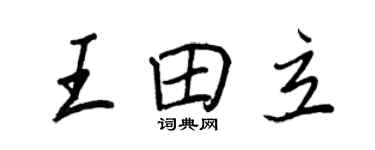 王正良王田立行書個性簽名怎么寫