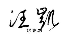 梁錦英汪凱草書個性簽名怎么寫