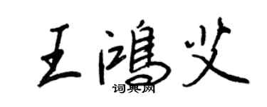 王正良王鴻艾行書個性簽名怎么寫