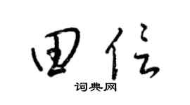 梁錦英田信草書個性簽名怎么寫
