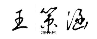 梁錦英王策涵草書個性簽名怎么寫