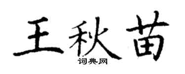 丁謙王秋苗楷書個性簽名怎么寫