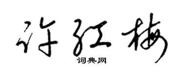 梁錦英許紅梅草書個性簽名怎么寫