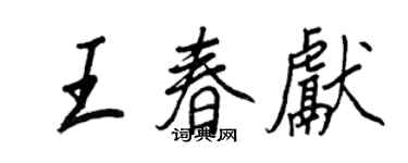王正良王春獻行書個性簽名怎么寫